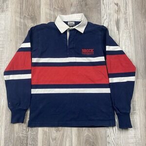 Barbarian Rugby Casual Shirt Size XS‎ Brock University Red Blue Stripe Polo
